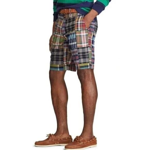 Polo Ralph Lauren Other - Polo Ralph Lauren Madras Plaid Patchwork Shorts Classic 9" Men's Size 42